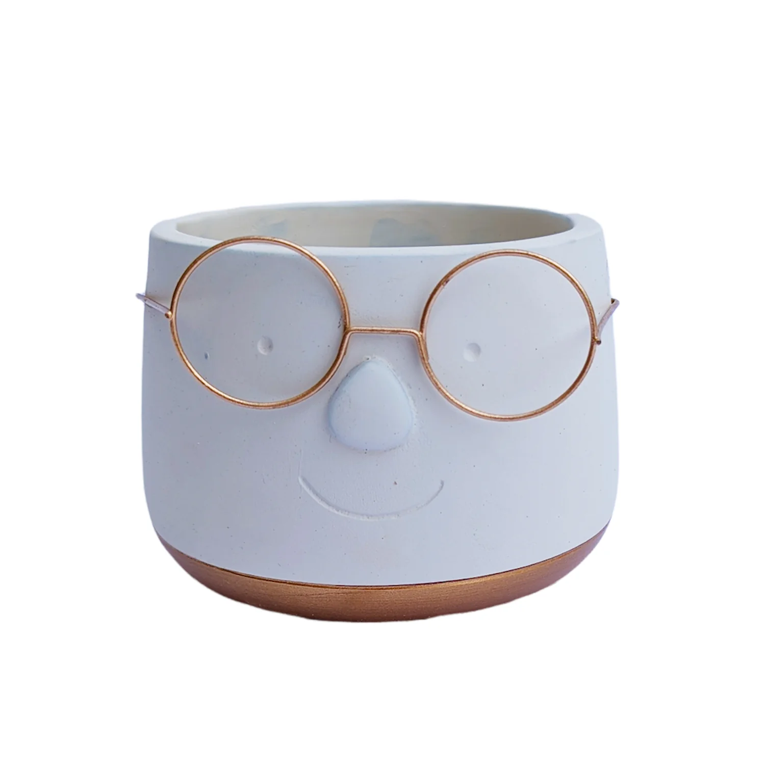 Happy Plant Pot with Glasses | Gold - Image 2