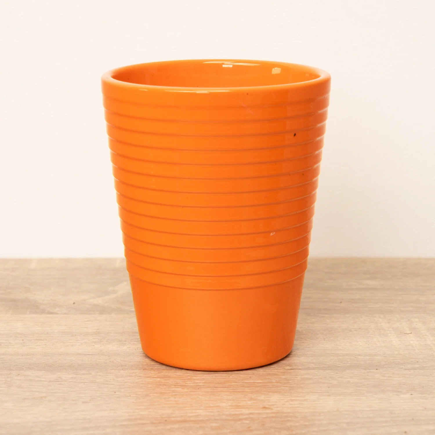 Imperfect! Slimline Orange Ribbed Plant Pot