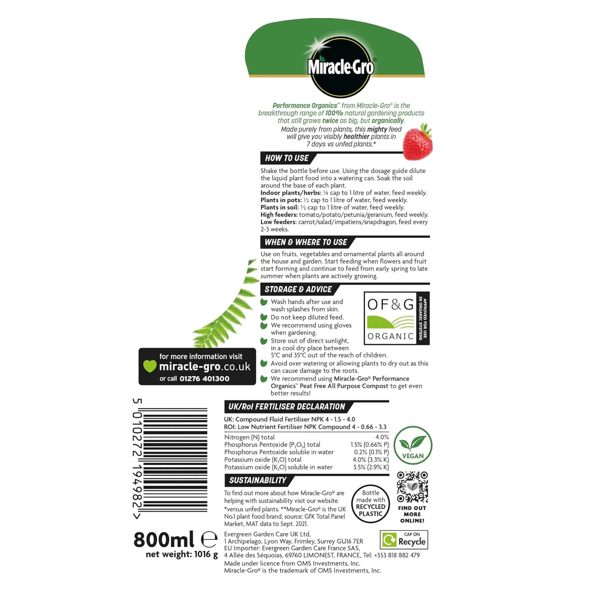 Miracle-Gro® All Purpose Organic Liquid Plant Food | Performance Organics - Image 4